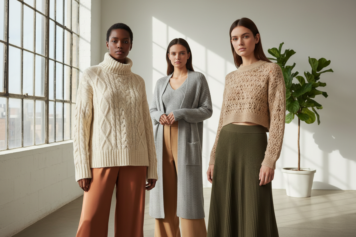 image for knitwear collection for woman's fashion brand.